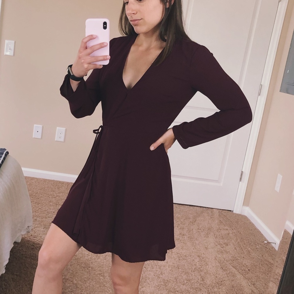 LUSH Elly Wrap Dress Maroon XS